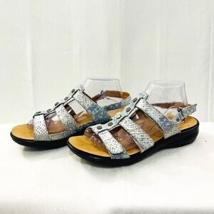 EUC Women's Revere Toledo Backstrap Sandal Teal Snake Size 10M